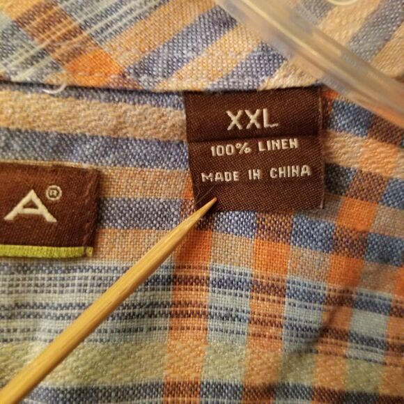 Cubavera Linen Shirt Mens Size 2XL Blue Orange Button Down Classic Collared - Picture 4 of 9